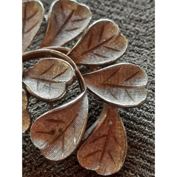 Vintage Coro Francois Brooch Pin Heart Shaped Leaf Branch Goldtone Textured 2" - Picture 4 of 5